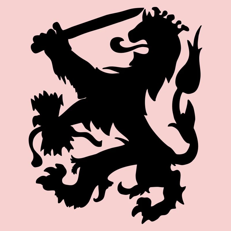 Heraldry lion with crown and sword shadow figure