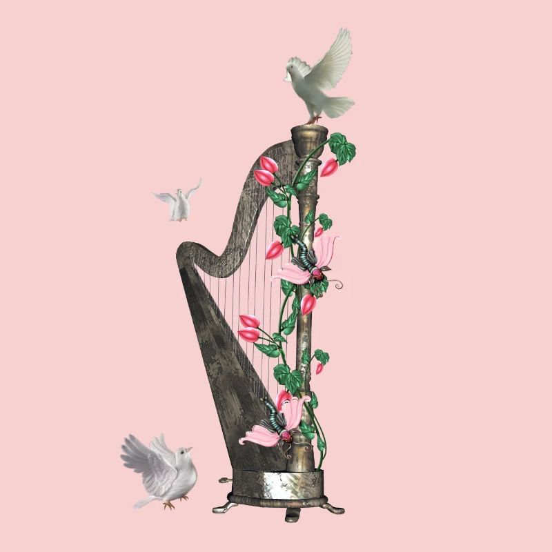 Wunderbare Harfe mit Taube