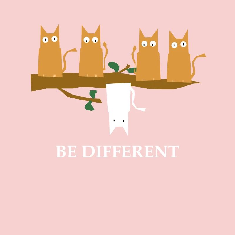 Be Different Funny Cats TShirt chat blanc