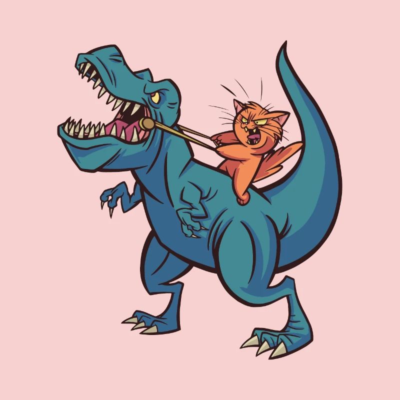 Rex dinosaur cat rides dino riding cat cat