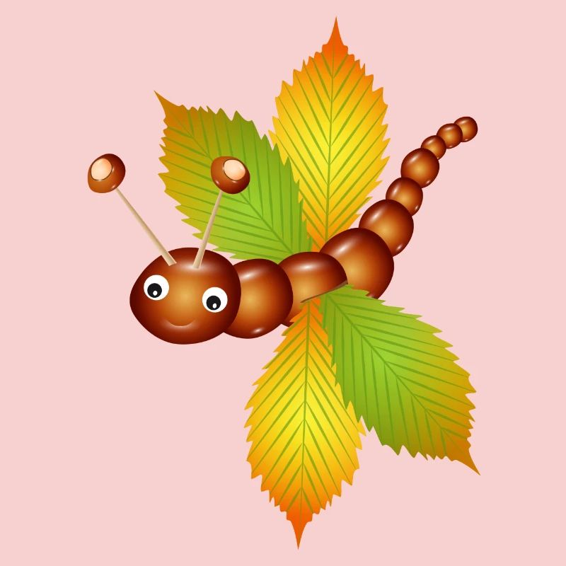 Papillon de châtaignes et de feuilles de châtaignier