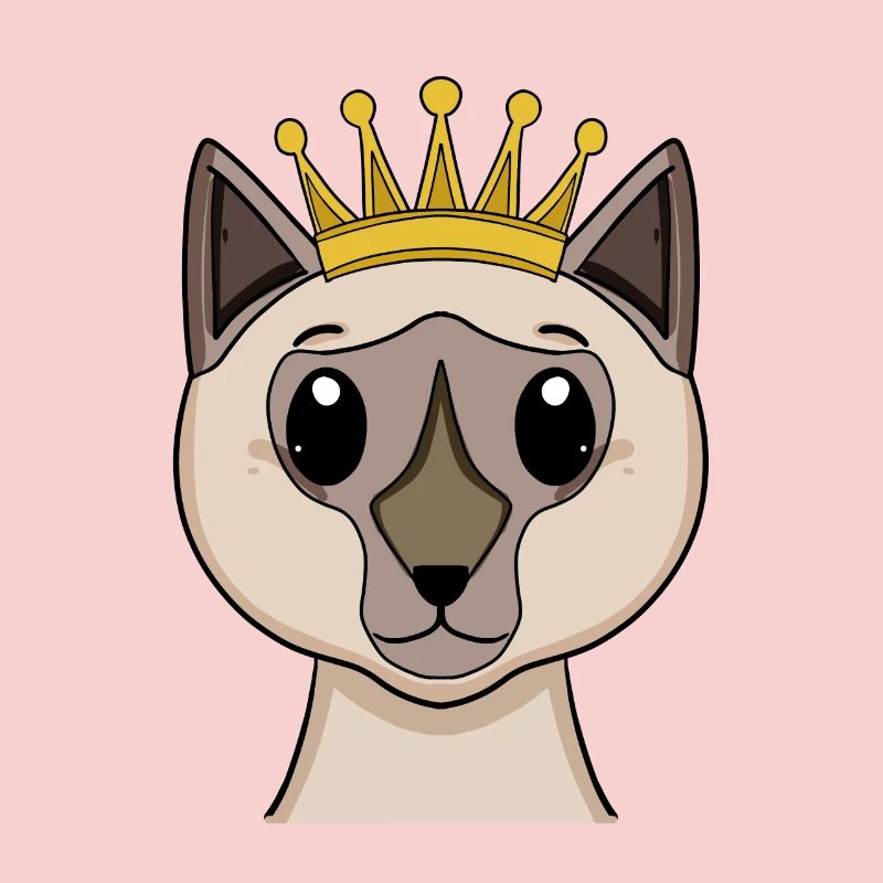Katze mit Krone - Siamkatze mit Krone