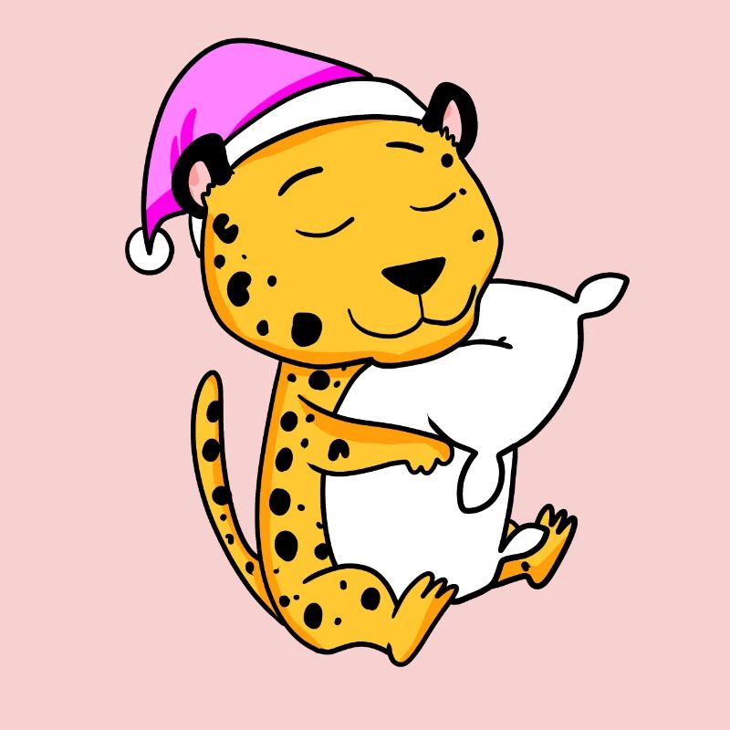 Guépard avec oreiller et bonnet de couchage