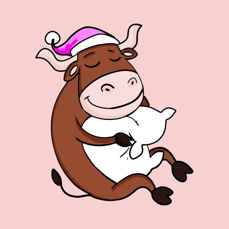 Ox with pillow and sleeping cap
