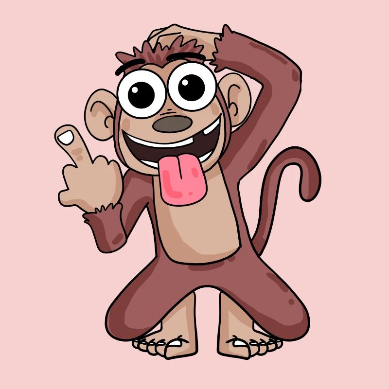 Affe, der Mittelfinger zeigt