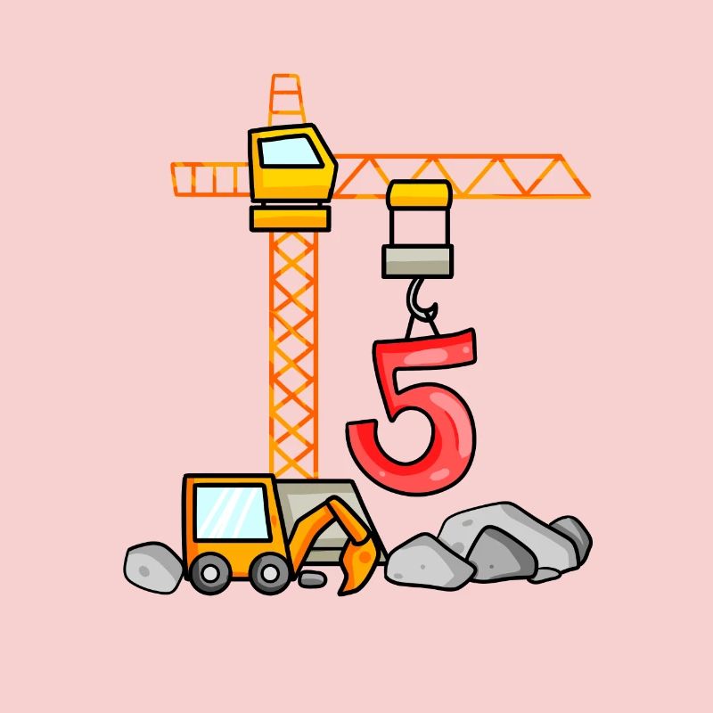 5. Geburtstag 5 Jahre Kran Baustelle Bagger Junge