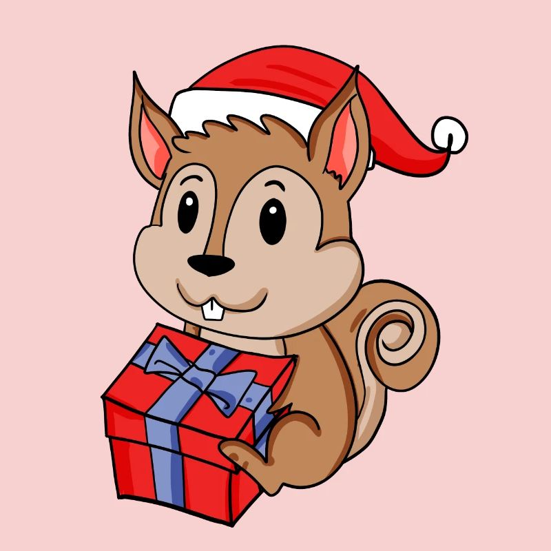 Christmas Squirrel Baby with Gift