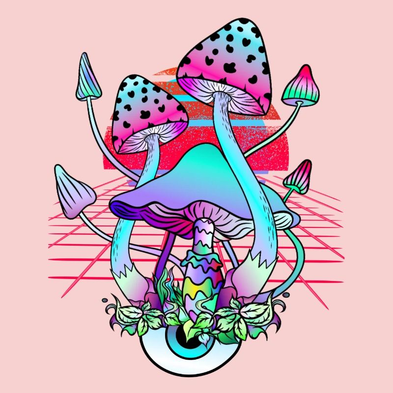 Psychedelic Mushrooms - Retro Wave Sunset