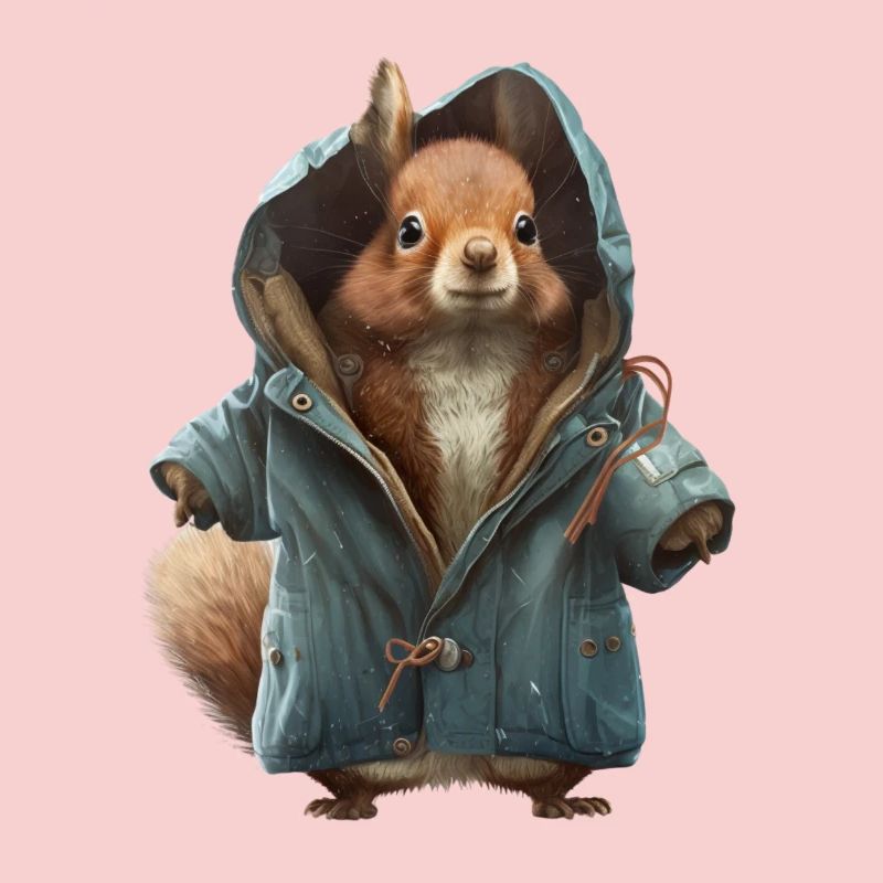 Design mit einem Eichhörnchen was eine Jacke trägt