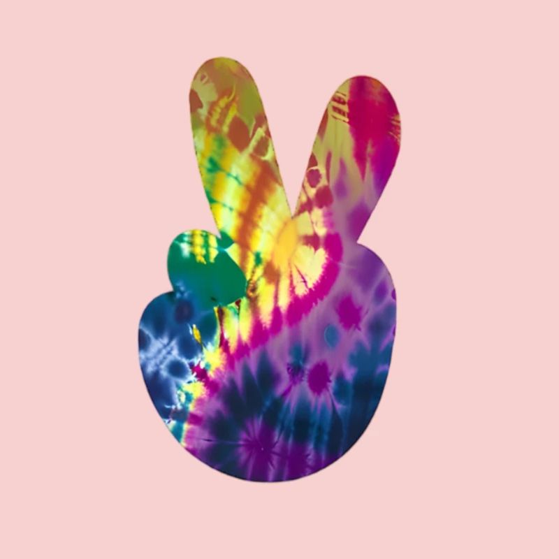 Groovy Tie Dye Peace Hand