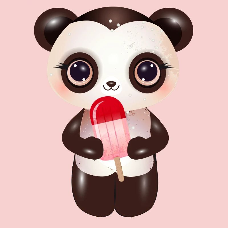 niedlicher Panda mit rotem Eis am Stil