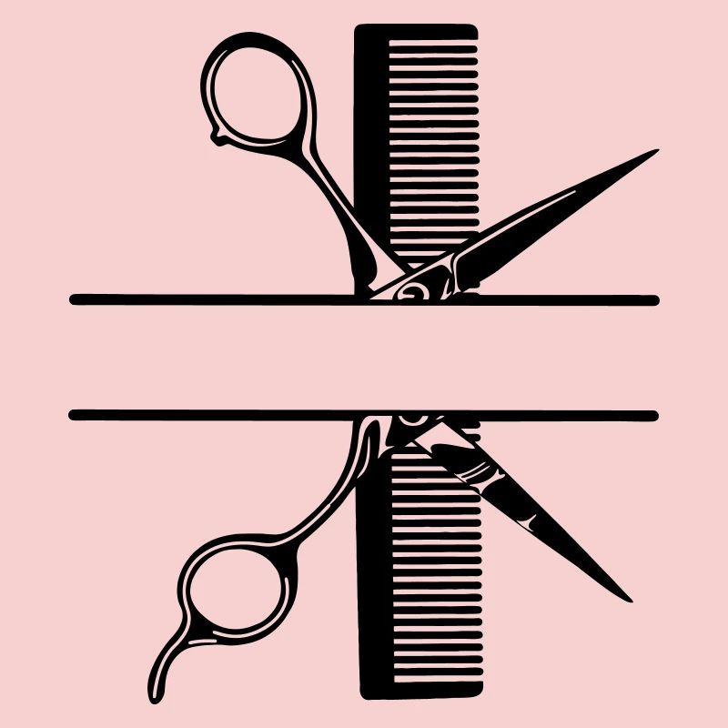 Ciseaux avec bannière de texte en peigne
