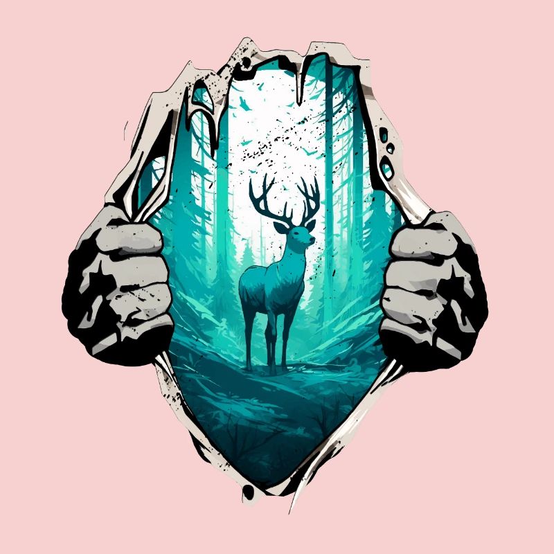 Cerf et forêt sous la chemise