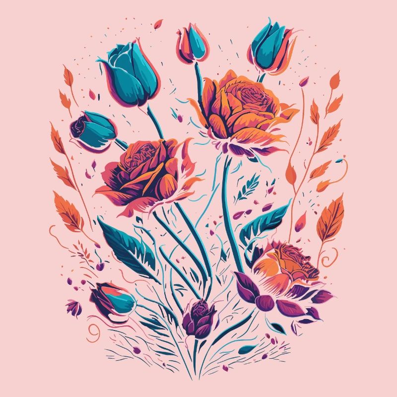 Bouquet de fleurs de roses néon