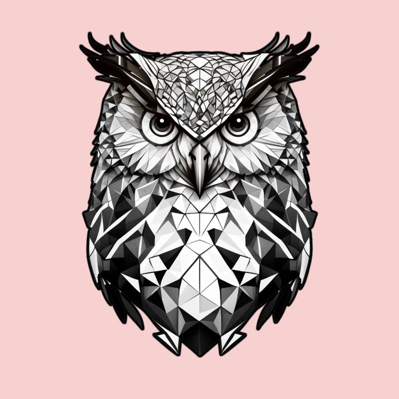Geometric owl head black and white