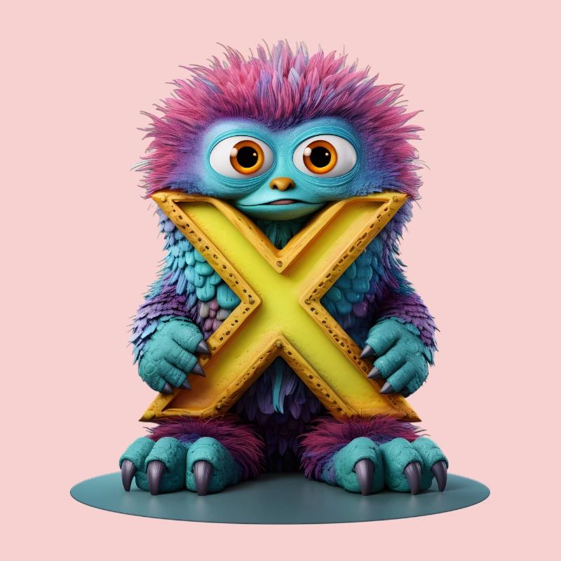 Monstre multicolore avec X