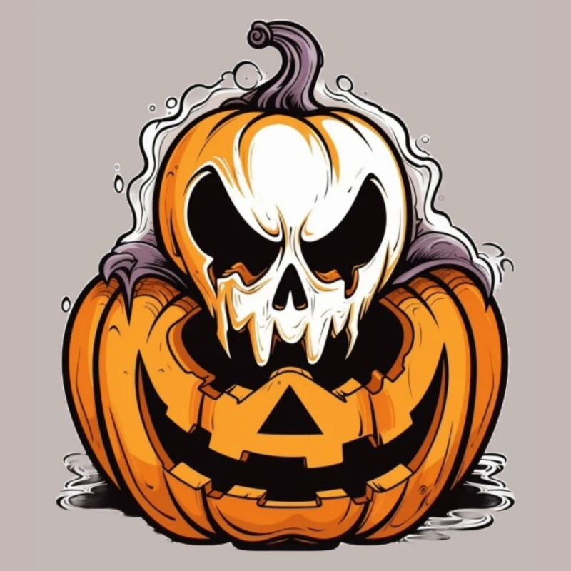 Spooky pumpkin with skull design