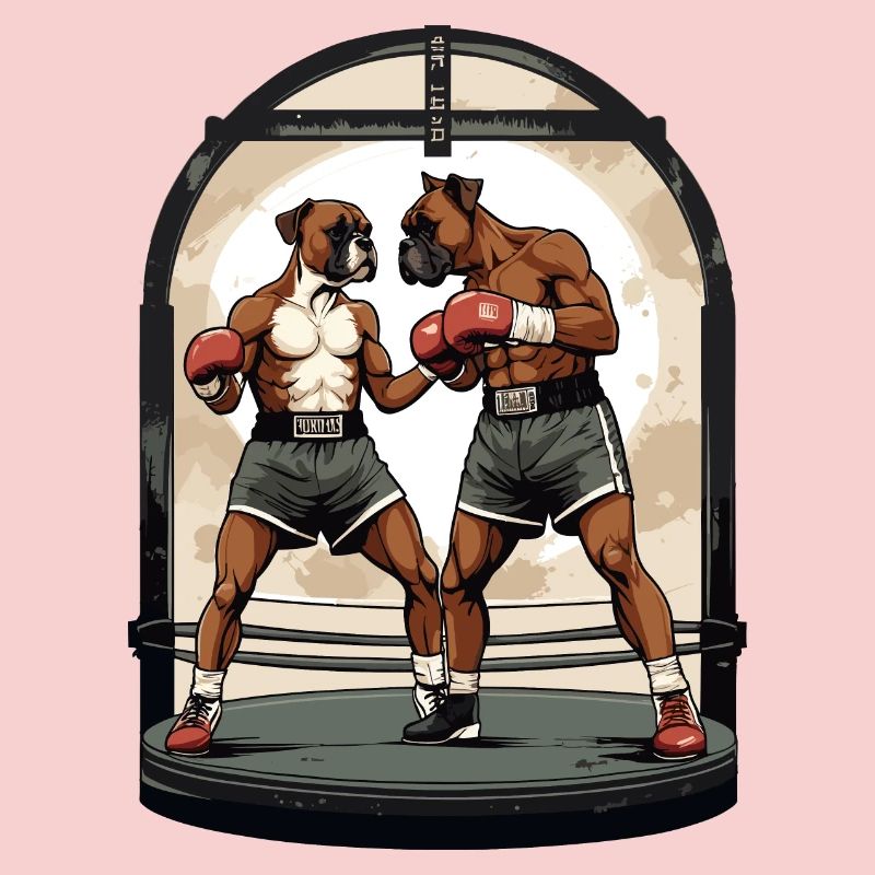 Chiens sur le ring de boxe