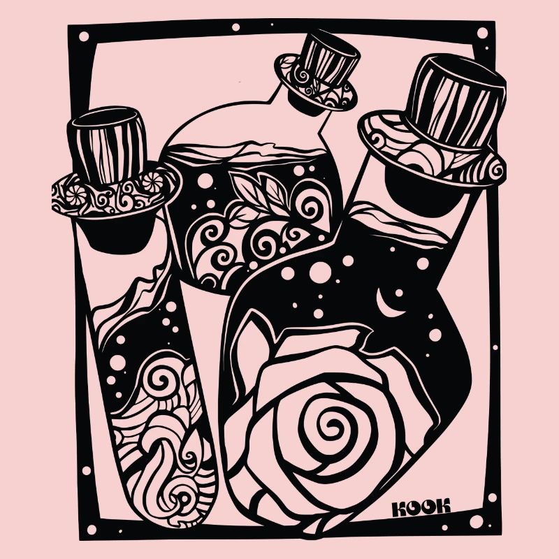 Bouteille de potion magique florale.