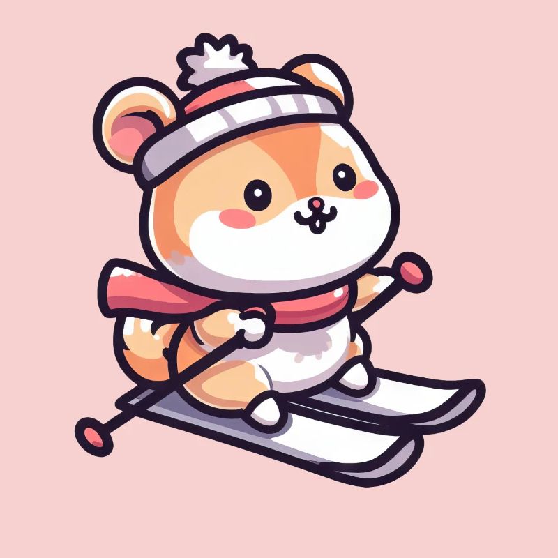 Hamster mignon au ski - Vacances au ski dans le