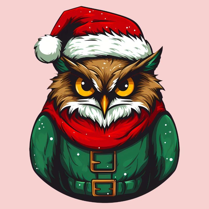 Hibou de Noël en pull vert