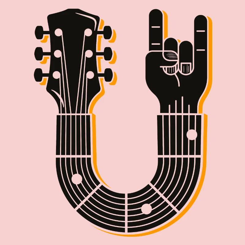 Conception audacieuse de signe de main de manche de guitare