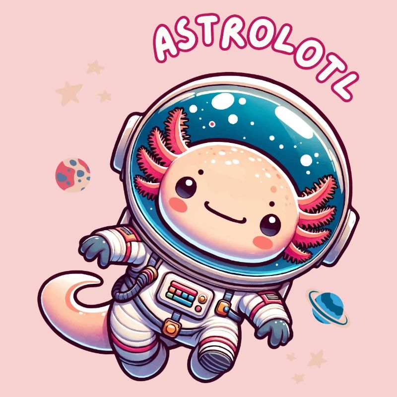 Astronaute axolotl dans l’espace - Kawaii Art