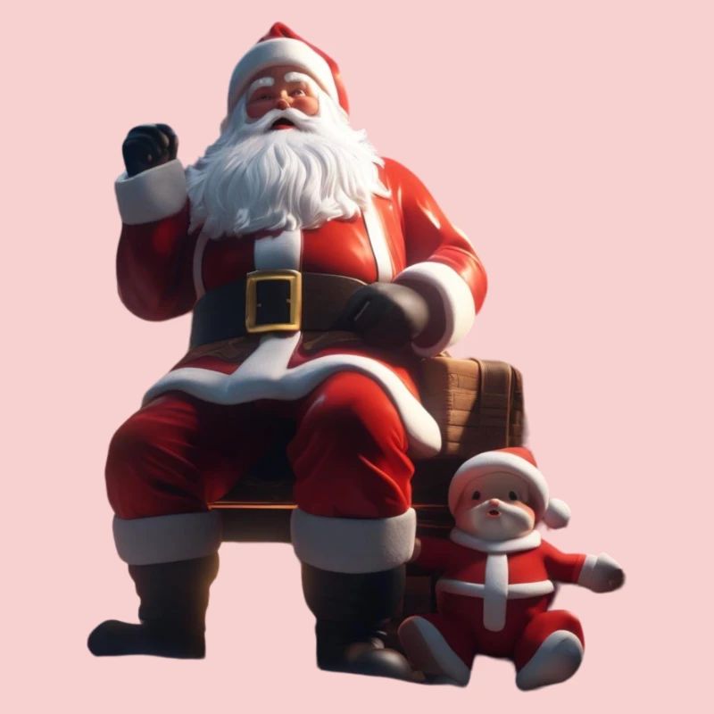 Père Noël sur le banc avec le bébé elfe