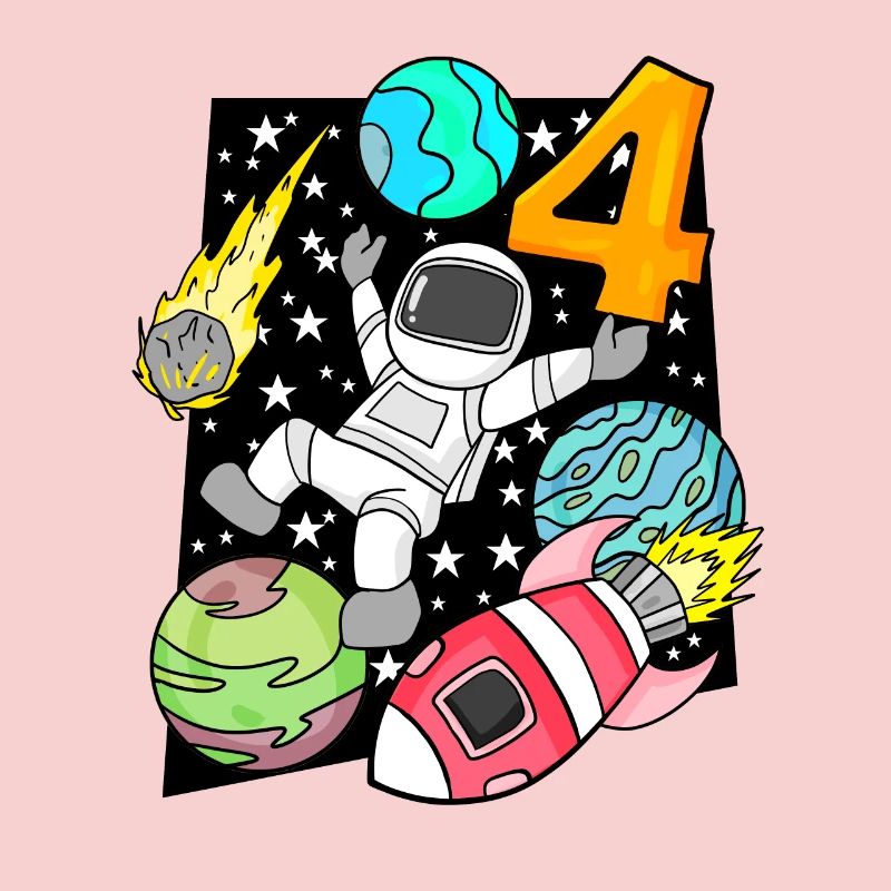 4 Birthday Boy Astronaut Rocket Space