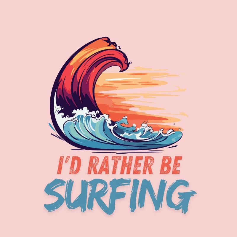 I'd Rather Be Surfing Wave Artwork