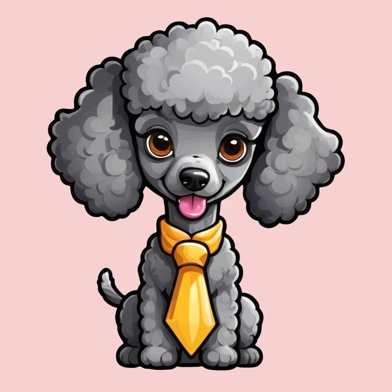 Caniche gris avec cravate