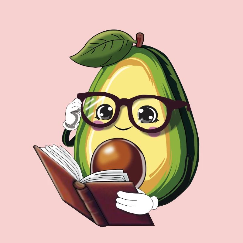 Avocado liest ein Buch – Bücherwurm