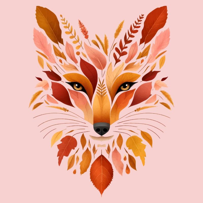 Fox head designed from different leaves