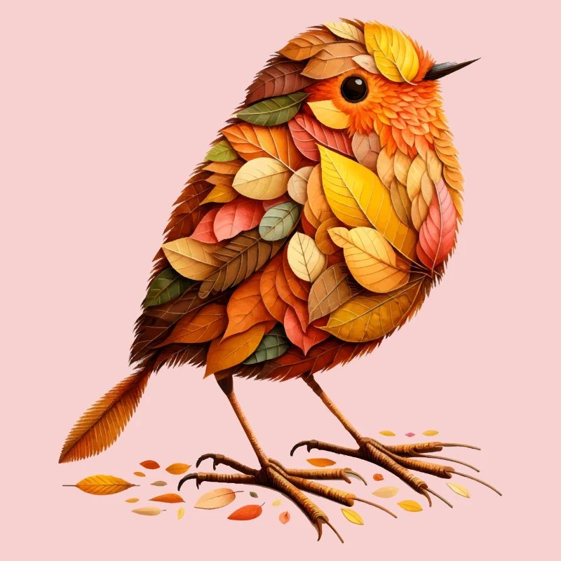 A bird, designed from different leaves