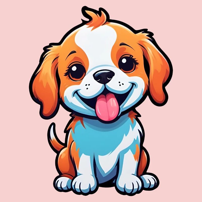 chiot de dessin animé heureux mignon