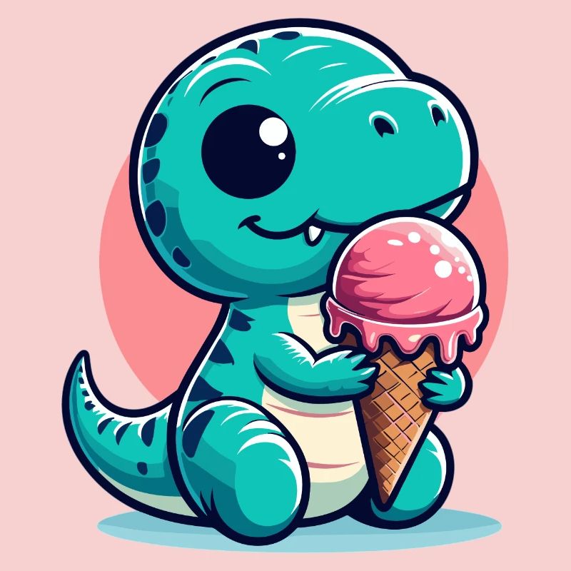 Süßer T-Rex mit Eis Dinosaurier Geschenk