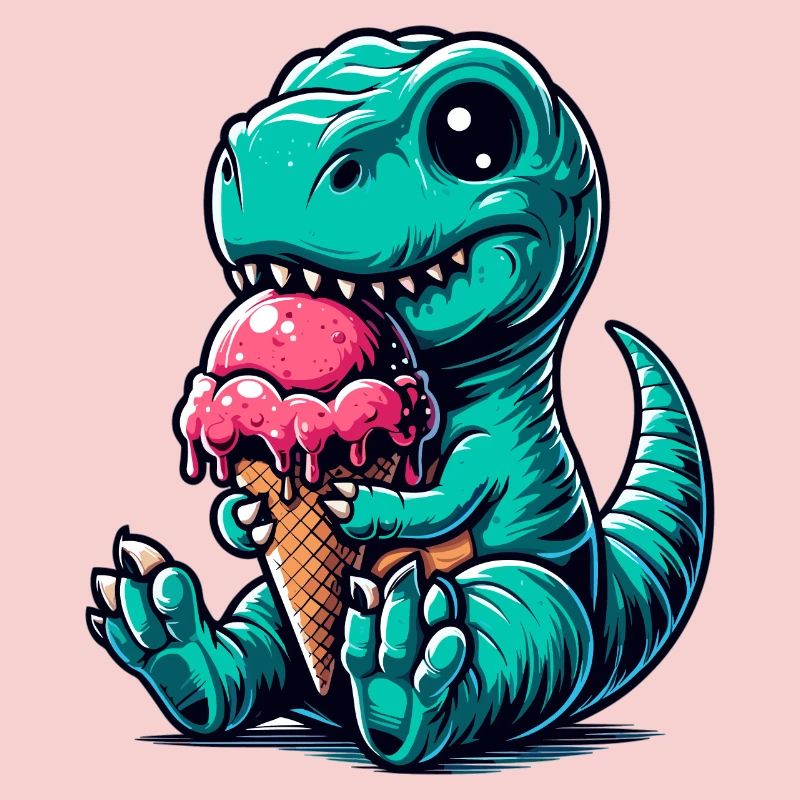 Süßer T-Rex mit Eis Dinosaurier Geschenk