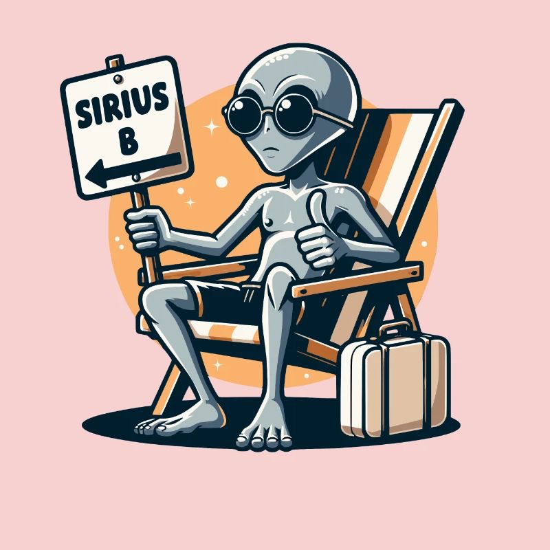Alien "Sirius B" Hitchhiker's Guide Cartoon Illustration