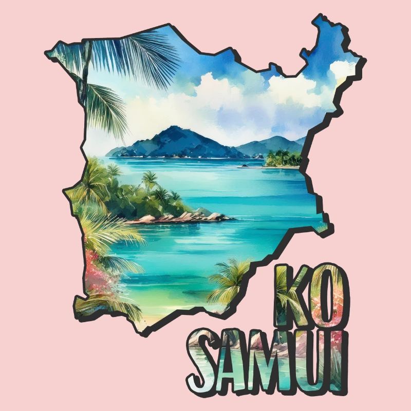 Watercolor Map Ko Samui