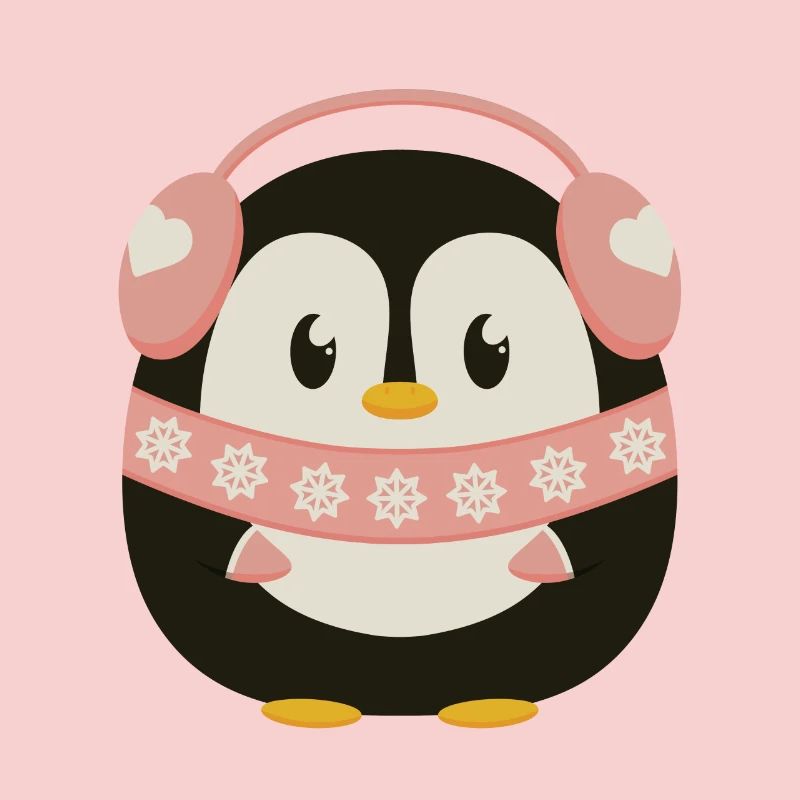 Pingouin mignon en rose