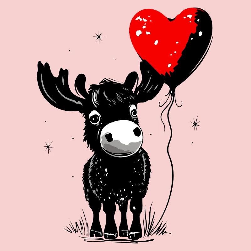 Elch mit Herz Luftballon - Heartful Creatures