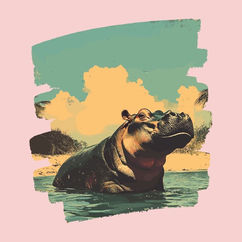 Nilpferd Retro