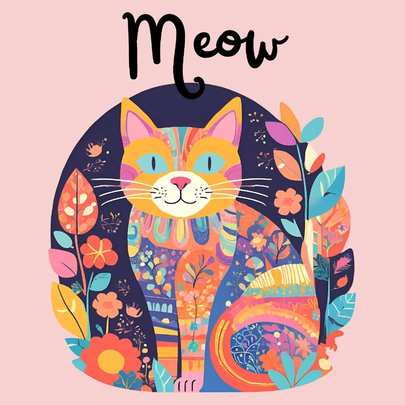 Chat coloré florilège patchwork