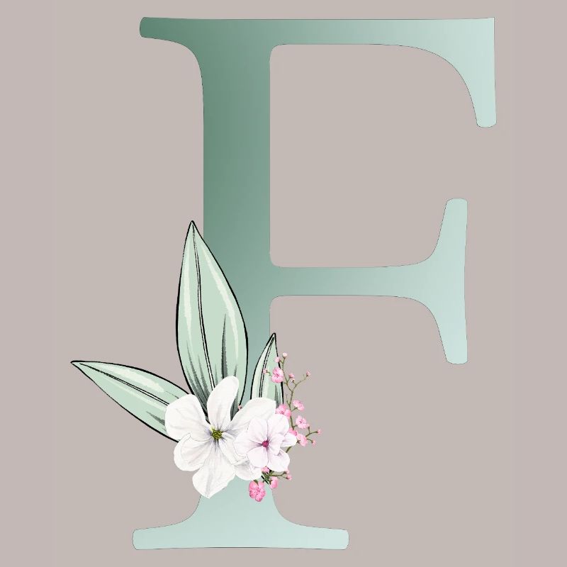 F Monogram, Floral, Customizable