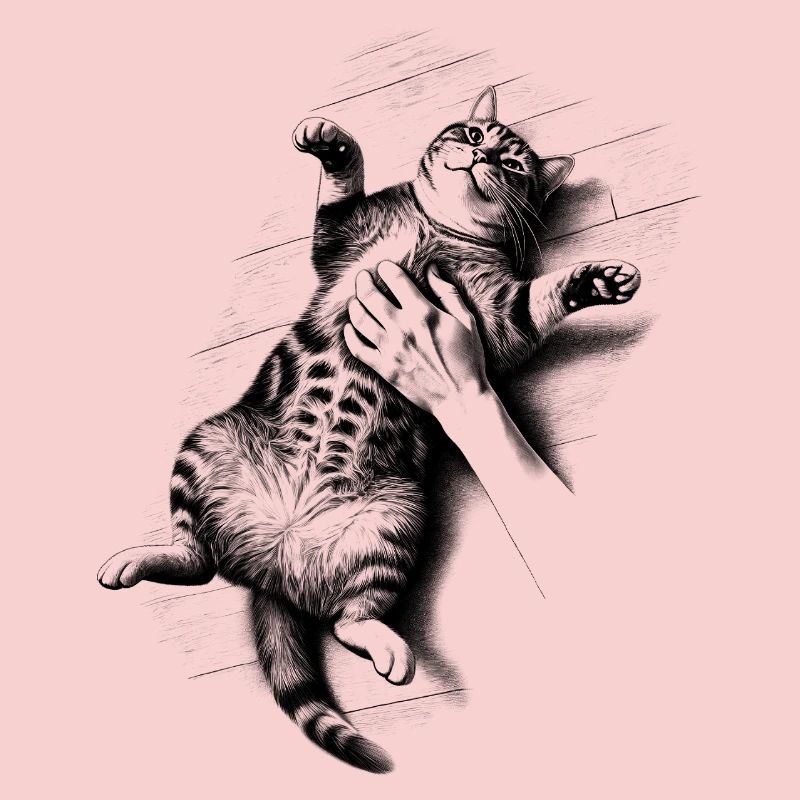 Cat gets belly rub