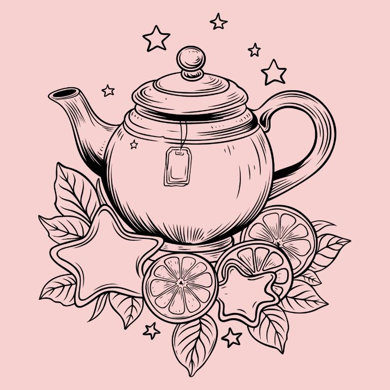 Tea Teapot with Earl Grey, Stars and Lemon