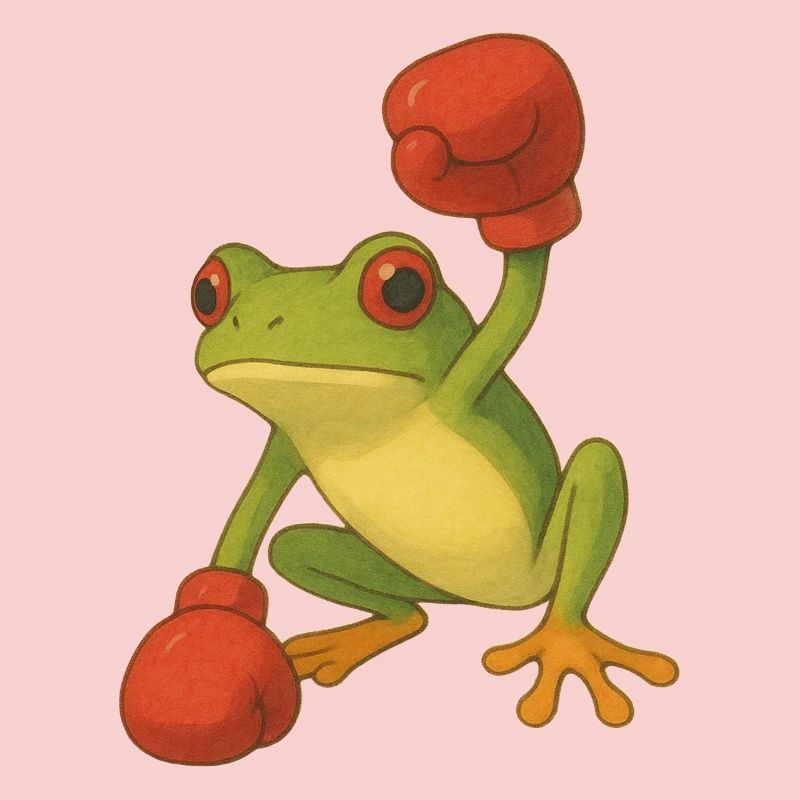 Frosch mit Boxhandschuhen