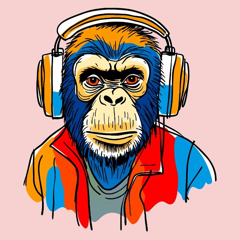 Monkey with headphones