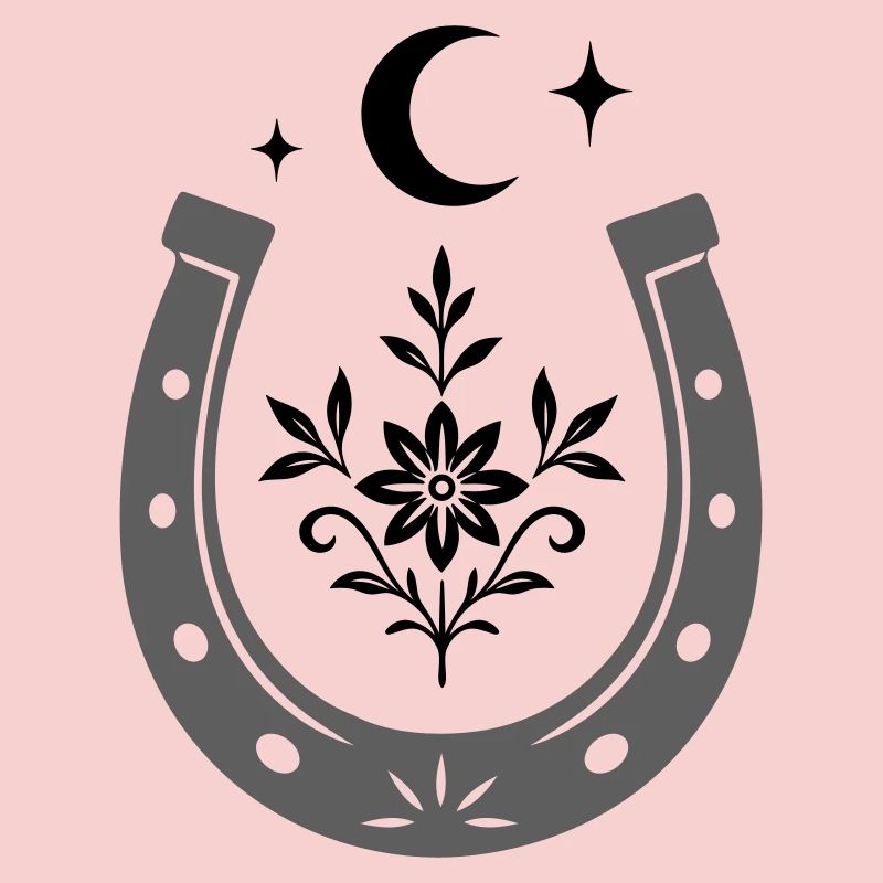 Fer à cheval avec fleur et lune - Lucky Design