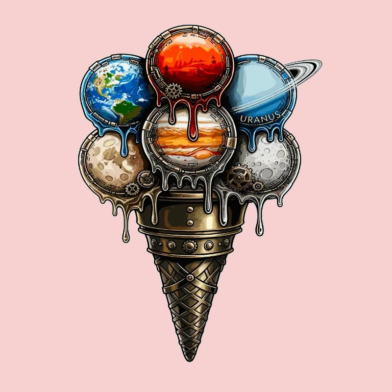 Steampunk Planeten Eiscreme Waffel Retro Sci-Fi